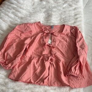 a new day Pink Blouse with Bow Details